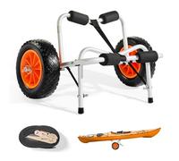 VEVOR Kayak Cart, 113.4 kg Load Capacity, Foldable Kayak Trolley with 25.4 cm Solid Rubber Tires & 1 Ratchet Strap, Paddle Board Trolley for Carrying Kayaks, Canoes, Paddleboards, Float Mats,Jon Boats