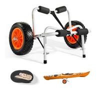 VEVOR Kayak Cart, 113.4 kg Load Capacity, Foldable Kayak Trolley with 25.4 cm Solid Rubber Tires & 1 Ratchet Strap, Paddle Board Trolley for Carrying Kayaks, Canoes, Paddleboards, Float Mats,Jon Boats