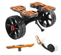 VEVOR Kayak Cart, 136.1 kg Load Capacity, Foldable Kayak Trolley with 25.4 cm Solid Rubber Tires & 1 Ratchet Strap, Paddle Board Trolley for Carrying Kayaks, Canoes, Paddleboards, Float Mats,Jon Boats