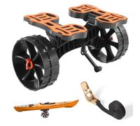 VEVOR Kayak Cart, 136.1 kg Load Capacity, Foldable Kayak Trolley with 25.4 cm Solid Rubber Tires & 1 Ratchet Strap, Paddle Board Trolley for Carrying Kayaks, Canoes, Paddleboards, Float Mats,Jon Boats