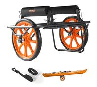 VEVOR Kayak Cart, 149.7 kg Load Capacity, Canoe Cart Dolly with 38.1 cm Solid Rubber Tires & Kickstand, Assembles & Disassembles Within Seconds, Paddle Board Trolley for Kayaks, Canoes, Paddleboards