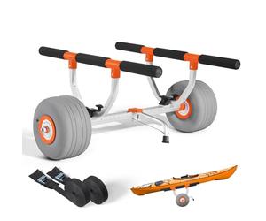VEVOR Kayak Cart, 158.8 kg Load Capacity, Kayak Trolley with 30.5 cm Inflatable PU Tires & 2 Straps, Assembles & Disassembles Within Seconds, Paddle Board Trolley for Carrying Kayaks and Canoes