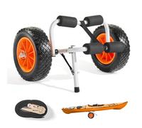 VEVOR Kayak Cart, 90 kg Load Capacity, Foldable Kayak Trolley with 25.4 cm Solid Rubber Tires & 1 Ratchet Strap, Paddle Board Trolley for Carrying Kay