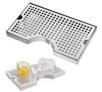 VEVOR Kegerator Beer Drip Tray, 304 Stainless Steel Keg Drip Trays with 4 Non-Slip Rubber Pads and Detachable Cover, Heat/Cold Resistant Beer Tower Drip Pan for Bar Restaurant Coffee Shop Home