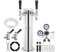 VEVOR Kegerator Tower Kit, Dual Taps Beer Conversion Kit, Stainless Steel Keg Beer Tower Dispenser with Dual Gauge W21.8 Regulator & S-System Keg Coupler for Party Home