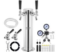 VEVOR Kegerator Tower Kit, Dual Taps Beer Conversion Kit, Stainless Steel Keg Beer Tower Dispenser with Dual Gauge W21.8 Regulator & S-System Keg Coup
