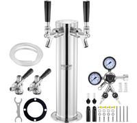 VEVOR Kegerator Tower Kit Dual Taps Beer Conversion Kit Stainless Steel Keg Beer Tower Dispenser with Dual Gauge CGA320 Regulator & D-System Keg Co