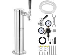 VEVOR Kegerator Tower Kit Single Tap Beer Conversion Kit Stainless Steel Keg Beer Tower Dispenser with Dual Gauge CGA320 Regulator & D-System Keg C