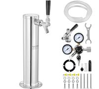 VEVOR Kegerator Tower Kit, Single Tap Beer Conversion Kit, Stainless Steel Keg Beer Tower Dispenser with Dual Gauge W21.8 Regulator & S-System Keg Coupler for Party Home