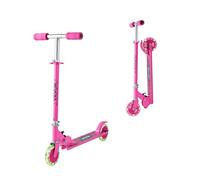 VEVOR Kick Scooter for Kids Ages 3+, 2-Wheel Toddler Scooter with Light-Up Wheels, Adjustable Height Handlebar, Wide Anti-Slip Deck, Foldable Lightweight Frame for Boys & Girls up to 110 lbs, Pink