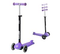 VEVOR Kick Scooter for Kids Ages 3+, 3-Wheel Toddler Scooter with Light-Up Wheels, Adjustable Height Handlebar, Wide Anti-Slip Deck, Lightweight Aluminum Frame for Boys & Girls up to 165 lbs, Purple