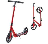 VEVOR Kick Scooter for Kids Ages 8+, Teens & Adults, 2-Wheel Toddler Scooter with Adjustable Height Handlebar, Wide Anti-Slip Deck, Foldable Lightweight for Boys & Girls up to 220 lbs, Red + Black