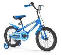VEVOR Kids Bike, 40.64 cm BMX Style Children Bicycle, Rider Height 100 cm - 130 cm, Training Wheels Included, Sturdy and Easy to Assemble, Toddler Bike for Boys & Girls Learning to Ride, Blue