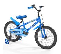 VEVOR Kids Bike, 45.72 cm BMX Style Children Bicycle, Rider Height 110 cm - 140 cm, Training Wheels Included, Sturdy and Easy to Assemble, Toddler Bike for Boys & Girls Learning to Ride, Blue