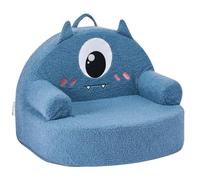 VEVOR Kids Chair Comfy, Monster Style Foam Toddler Chair with Armrests, Movable & Washable Kids Sofa Made of 28D Sponge & Teddy Plush for Playroom, Bedroom, Living Room, Ideal Present for Child, Blue