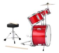 VEVOR Kids Drum Set, 3-Piece 14 in Junior Drum Sets, Beginner Drums Set with Adjustable Throne, Cymbal & Two Pairs of Drumsticks, Musical Learning Drums Instruments Kit, for Children Ages 6-13 (Red)