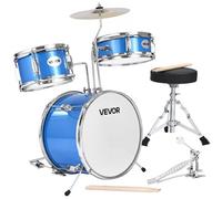VEVOR Kids Drum Set, 3-Piece 14 in Junior Drum Sets, Beginner Drums Set with Adjustable Throne, Cymbal & Two Pairs of Drumsticks, Musical Learning Drums Instruments Kit, for Children Ages 6-13 (Blue)