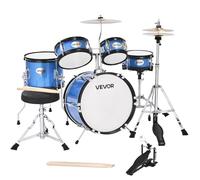 VEVOR Kids Drum Set, 5-Piece 14 in Junior Drum Sets, Beginner Drums Set with Adjustable Throne, Cymbal & Two Pairs of Drumsticks, Musical Learning Drums Instruments Kit, for Children Ages 6-13 (Blue)