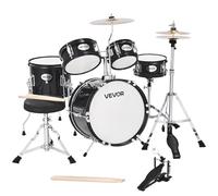 VEVOR Kids Drum Set, 5-Piece 14 in Junior Drum Sets, Beginner Drums Set with Adjustable Throne, Cymbal & Two Pairs of Drumsticks, Musical Learning Drums Instruments Kit, for Children Ages 6-13(Black)