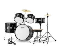 VEVOR Kids Drum Set, 5-Piece, 16 in Beginner Full Drum Set with Bass Toms Snare Floor Drum Adjustable Throne Cymbal Hi-Hat Pedal and Two Pairs of Drumsticks, Starter Drum Kit for Child Kids, Black