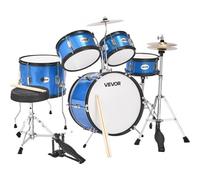 VEVOR Kids Drum Set, 5-Piece 16 in Junior Drum Sets, Beginner Drums Set with Adjustable Throne, Cymbal & Two Pairs of Drumsticks, Musical Learning Drums Instruments Kit, for Children Ages 6-13 (Blue)