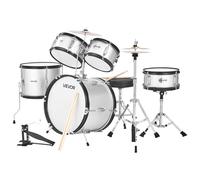 VEVOR Kids Drum Set, 5-Piece 16 in Junior Drum Sets, Beginner Drums Set with Adjustable Throne, Cymbal & Two Pairs of Drumsticks, Musical Learning Drums Instrument Kit, for Children Ages 6-13(Silver)