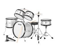 VEVOR Kids Drum Set 5-Piece Beginner Drum Kit with 16 in Bass Drum (Silver)