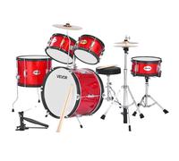 VEVOR Kids Drum Set 5-Piece Junior Musical Drum Kit with 16 in Bass Drum (Red)