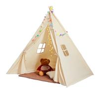 VEVOR Kids Teepee With Mat and Plush Decorative Balls, Windows for Indoor and Outdoor Play, for Boys and Girls 1-5 Years Old, Beige