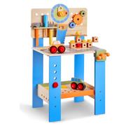 VEVOR Kids Workbench, 62 pcs, Wooden Tool Bench for Kids 3 Years and Up, Toddler Toy Workbench with Realistic Tools, Building Toy Set Creative & Educational Construction Toy for Boys & Girls