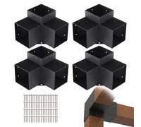 VEVOR Pergola Bracket Kit 152x152mm, 4pcs 3-Way Heavy Duty Corner Bracket Woodworks DIY Post Base Kit, Easy Installation Wooden Beams for Gazebos, Patio Pergolas, Log Cabin Outdoor Pergola Hardware