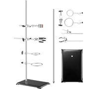 VEVOR Lab Stand Support, Laboratory Retort Support 2 Sets, Steel Lab Stand 23.6" Rod and 8.3" x 5.3" Cast Iron Base, Includes Flask Clamps, Burette Clamps