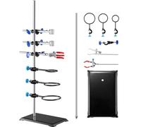 VEVOR Lab Stand Support, Laboratory Retort Support Stand Set, Steel Lab Stand 23.6" Rod and 8.3" x 5.3" Cast Iron Base, Includes Flask Clamps, a Burette Clamp and Cross Clamps