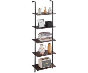 VEVOR Ladder Shelf, 5-Tier Bookshelf 17.3x11.8in, Open Wall-Mounted Ladder Shelf with Metal Frame,Storage Rack Sundries Holder for Kitchen Bedroom Bat