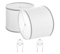 VEVOR Lamp Shade 2 Set, 11 in Top x 13 in Bottom x 10 in High (Spider Fitter), Medium Lampshade with Harp, Replacement Lamp Shade for Table & Floor Lamps Pendant Lights, White with Black Edge