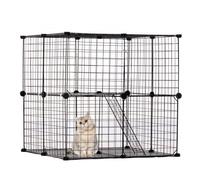 VEVOR Large 2-tier Cat Cage, 28 x 28 x 28", DIY Detachable Metal Wire Cat Enclosure, with Ramp Ladder Adjustable Resting Platform, Crate Large Indoor ＆ Outdoor Exercise Place for Small Animals, Black