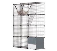 VEVOR Large 4-tier Cat Cage, 41 x 14 x 55", Detachable Metal Wire Cat Enclosure, with Litter Box Hammock Ramp ladders, Indoor & Outdoor Crate Exercise Place Ideal for Kitty, Small Animals, Black