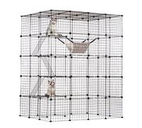 VEVOR Large 4-tier Cat Cage, 54 x 41 x 69", Detachable Metal Wire Cat Enclosure, with 5 Front Doors Hammock Ramp ladders, Indoor & Outdoor Crate Exercise Place Ideal for Kitty, Small Animals, Black