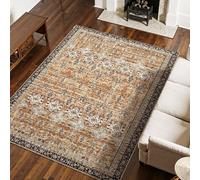 VEVOR Area Rug, 7.5 x 9.5 ft Large Washable Rug, Non-Slip and Tear-Resistant Soft Carpet, Pet & Child Friendly Vintage Area Rugs, Indoor Mat for Bedroom, Living Room, Office, Entryway, Brown Green