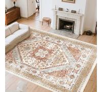 VEVOR Area Rug, 8 x 10 ft Large Washable Rug, Non-Slip and Tear-Resistant Soft Carpet, Pet & Child Friendly Vintage Area Rugs, Indoor Mat for Bedroom, Living Room, Kids Room, Office, Brown Red