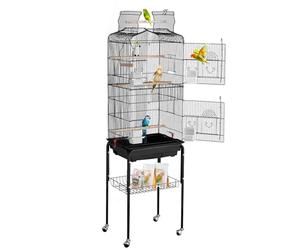VEVOR Large Bird Cage, 62 in, Open Top Parakeet Cage with Rolling Stand, Steel Bird Flight Cage with Removable Tray, Budgie Birdcage with 4 Perches, Parrot Cage for Lovebirds Cockatiels Pet Toy