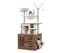 VEVOR Large Cat Tree with Litter Box Enclosure, 54.33 inches Tall, 2-in-1 Cat Tower, Multi-level Cat Condo Furniture with Perches, Sisal Scratching Po