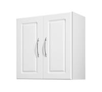 VEVOR Laundry Room Wall Cabinet, 2-Tier Wall Mounted Hanging Cabinet with 2 Doors, Cupboard Organizer with Adjustable Shelf, for Kitchen, Garage, Laundry, 11.8 x 23.6 x 23.6 in (D x W x H), White