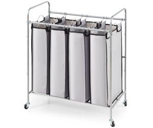 VEVOR Laundry Sorter Cart 4 Section, Laundry Hamper with Heavy Duty Lockable Wheels and 4 Removable Bags, Rolling Laundry Basket Sorter for Clothes St