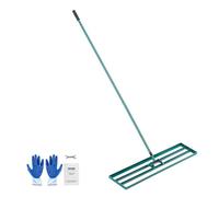 VEVOR Lawn Leveling Rake, 121.9 x 25.4 cm Level Lawn Tool, Heavy-duty Lawn Leveler with 198.1 cm Steel Extended Handle, Yard Leveling Rake Suit for Ga