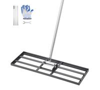 VEVOR Lawn Leveling Rake, Lawn Leveler with 83.9 in Handle, 30x10 in Ground Plate, Rust-Resistant Carbon Steel Soil Leveler, 3 Heights Adjustable, Effort Saving Lawn Leveling Tool for Yard Golf Court