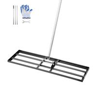 VEVOR Lawn Leveling Rake, Lawn Leveler with 83.9 in Handle, 36x10 in Ground Plate, Rust-Resistant Carbon Steel Soil Leveler, 3 Heights Adjustable, Effort Saving Lawn Leveling Tool for Yard Golf Court