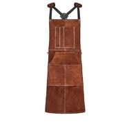 VEVOR Leather Welding Work Apron, Heavy Duty Cowhide Flame Resistant Welding Apron, Heat-Resistant Blacksmith Welder Aprons with 6 Tool Pockets for Woodworking, Gardening, BBQ
