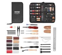 VEVOR Leather Working Tools Kit, 38 PCS Leather Craft Tools with Portable Canvas Storage Bag, Engraving Punching Sewing Stamping Cutting Tools, Ideal