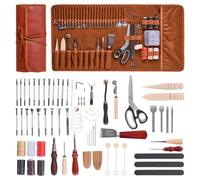VEVOR Leather Working Tools Kit, 72 PCS Leather Craft Tools with Portable Leather Storage Bag, Engraving Punching Sewing Stamping Sanding Tools, Ideal for Beginners DIY Enthusiasts and Professionals
